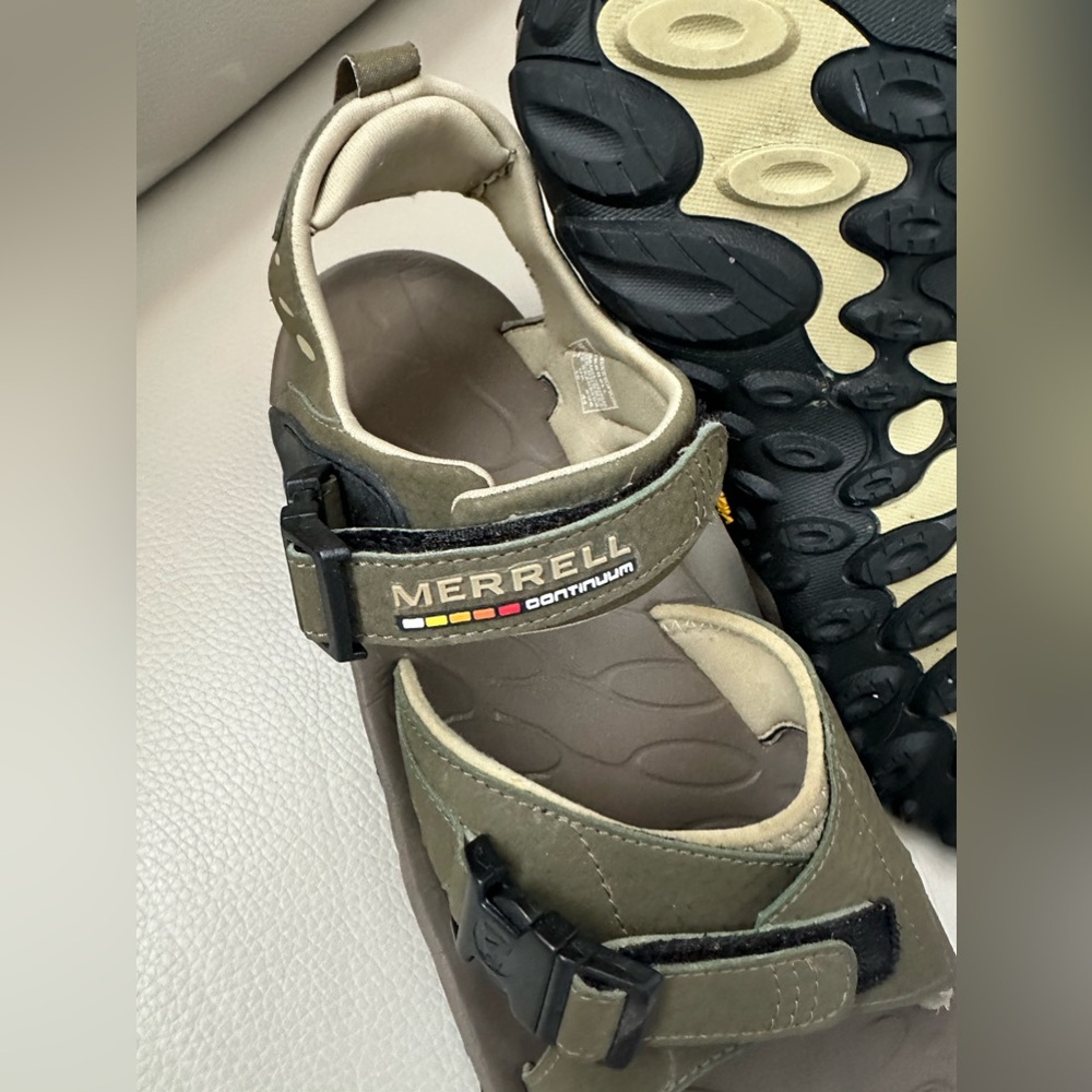 Merrell Men's Sandals Vibram Continuum Sz 11 Outdoor Hiking Green Black Shoes